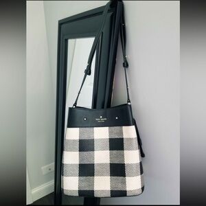 Kate Spade Black and Cream Plaid Shoulder Bag